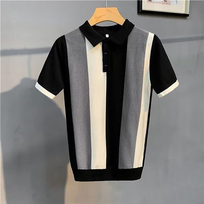 Polo para hombre de punto rayas verticales estilo retro - Mauro