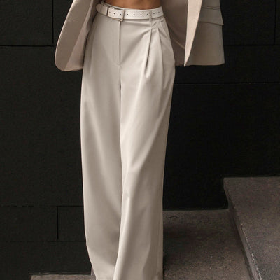 Pantalón para mujer de pierna ancha talle alto estilo sastrero - Renata