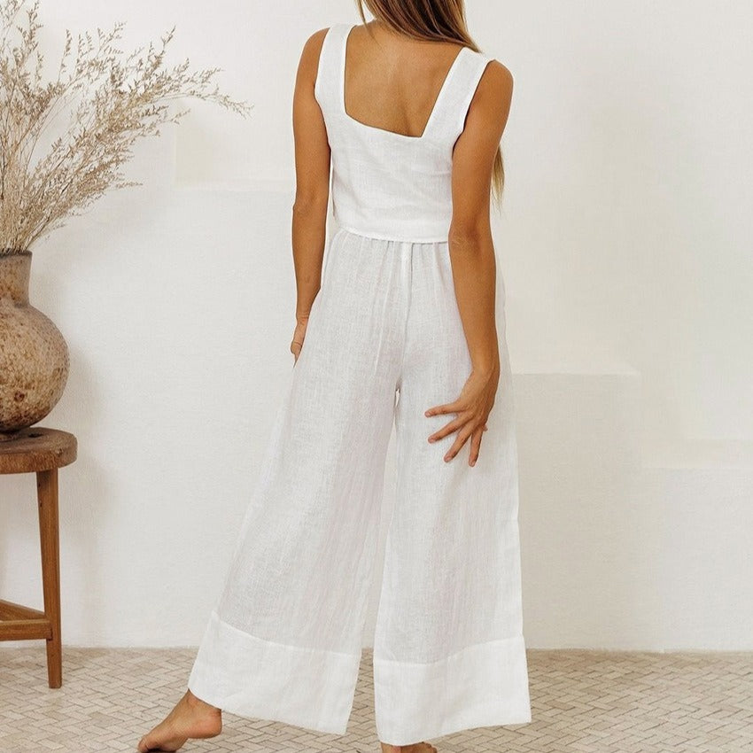 Conjunto de tirantes para mujer de lino estilo holgado - Martina