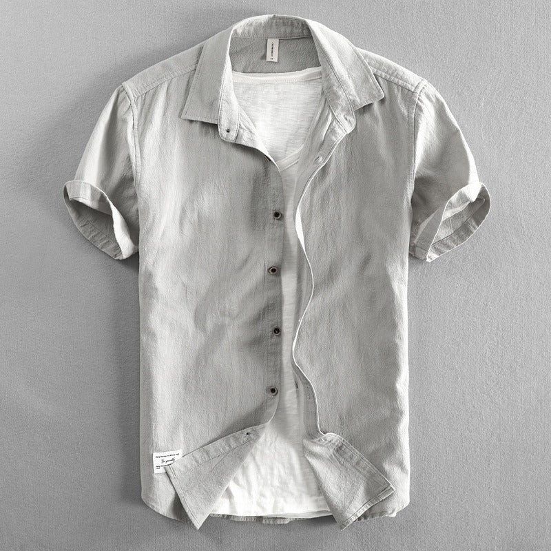 Camisa casual para hombre de lino estilo relajado de manga corta - Roberto