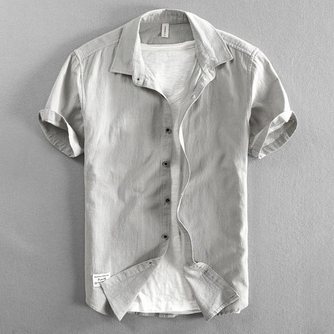 Camisa casual para hombre de lino estilo relajado de manga corta - Roberto