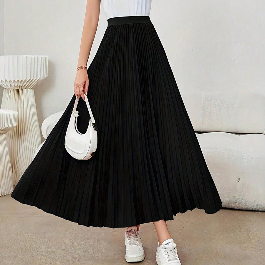 Falda larga para mujer plisada ligera estilo fluido - Clara