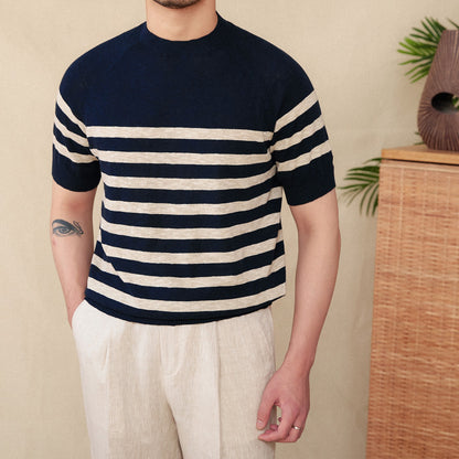 Camiseta para hombre de punto fino rayas horizontales - Benoît