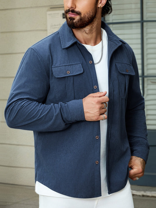 Sobrecamisa hombre pana bolsillos frontales estilo casual - Rian