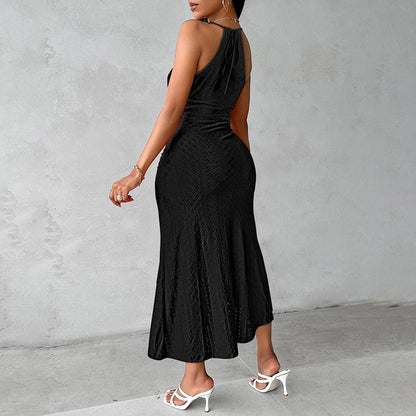 Vestido midi para mujer crochet calado con abertura frontal - Elvia