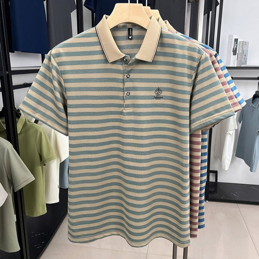 Camiseta polo para hombre de punto a rayas con cuello clásico - Marc