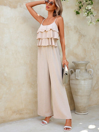 Mono para mujer de tirantes con volantes estilo palazzo - Amira