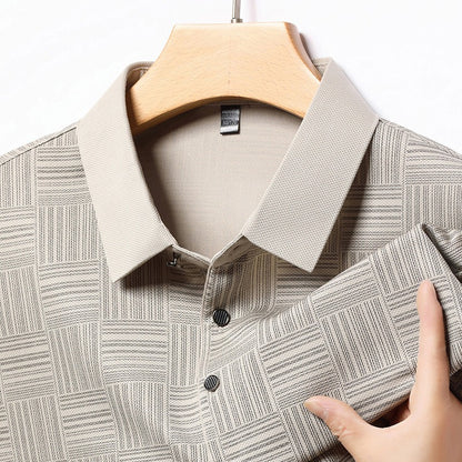 Camiseta polo para hombre de punto con textura geométrica y manga larga - Hugo