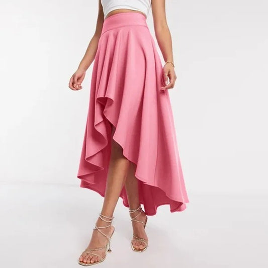 Falda para mujer asimétrica elegante con vuelo y cintura alta - Tamara