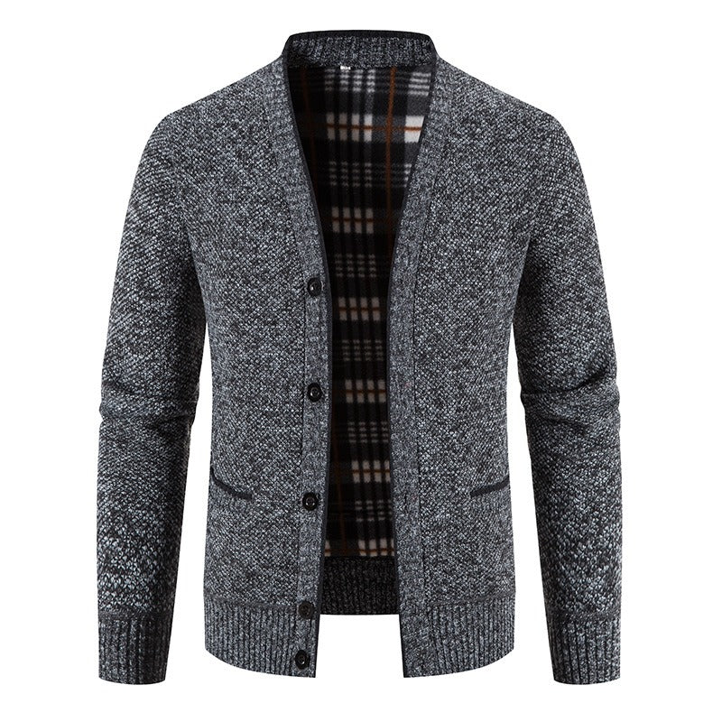 Cárdigan hombre punto forrado interior tartán estilo casual - Morten