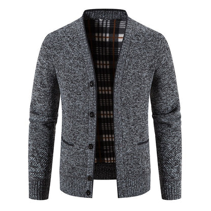 Cárdigan hombre punto forrado interior tartán estilo casual - Morten