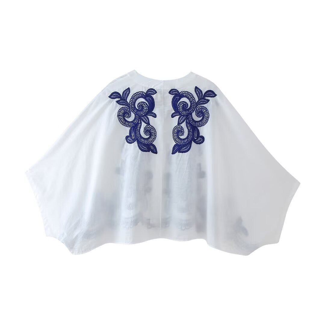 Conjunto para mujer blusa y falda con bordado floral con estilo bohemio - Alondra