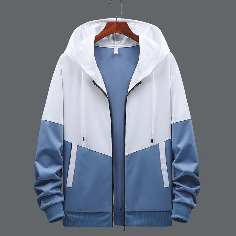 Sudadera hombre bicolor con capucha y cremallera frontal - Nexo