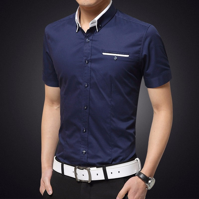 Camisa para hombre de manga corta algodón corte slim - Adrien
