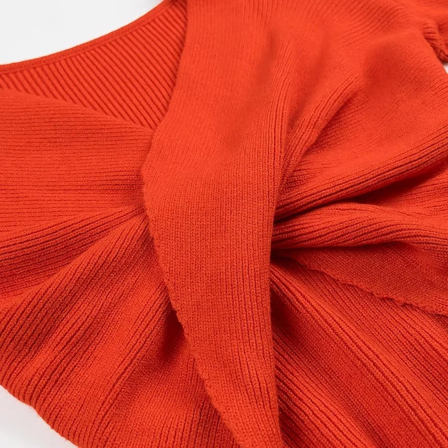 Jersey mujer punto canalé diseño cruzado estilo cropped - Alix