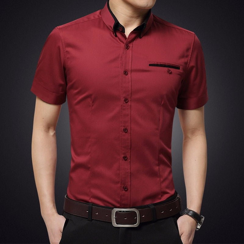 Camisa para hombre de manga corta algodón corte slim - Adrien