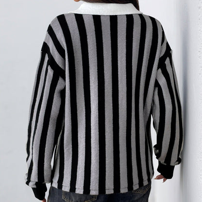 Jersey mujer rayas verticales cuello polo - Mirea