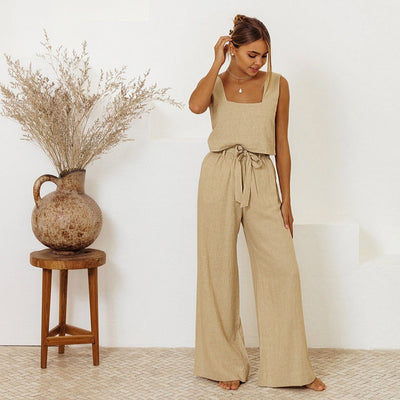 Conjunto de tirantes para mujer de lino estilo holgado - Martina
