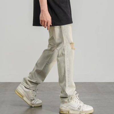 Jeans rotos para hombre denim desgastado corte recto - Gael