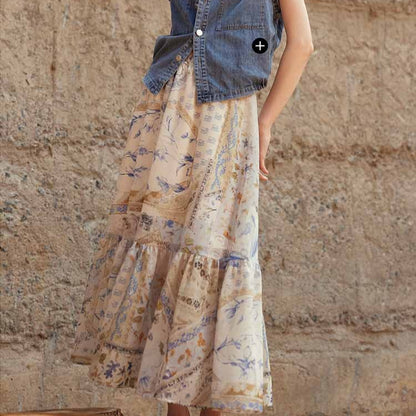 Falda larga mujer estampado floral bohemia – Mireille
