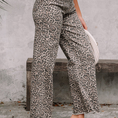 Pantalón mujer tiro alto estampado animal corte recto – Nadine