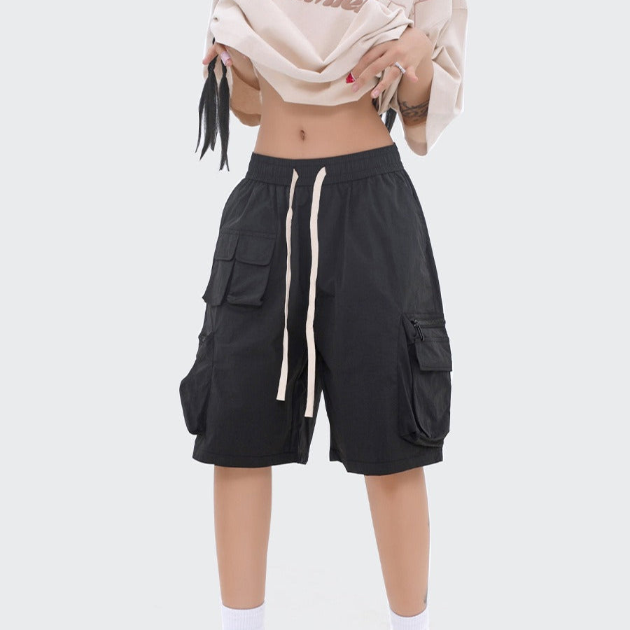 Pantalones cortos para mujer de bolsillos grandes con cremalleras estilo casual - Fey