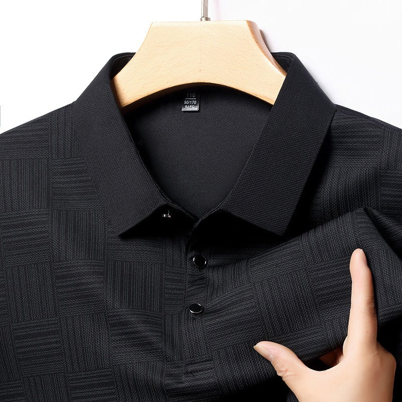 Camiseta polo para hombre de punto con textura geométrica y manga larga - Hugo