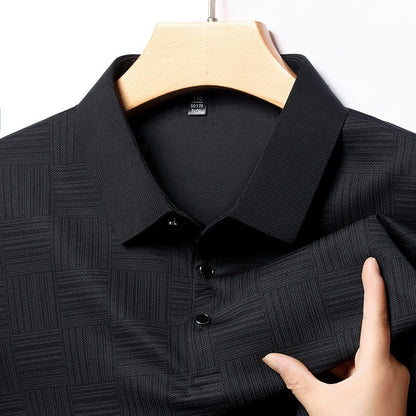 Camiseta polo para hombre de punto con textura geométrica y manga larga - Hugo