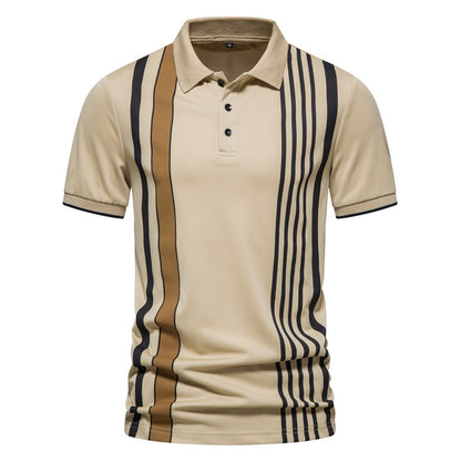 Polo para hombre de algodón estampado líneas verticales - Matteo