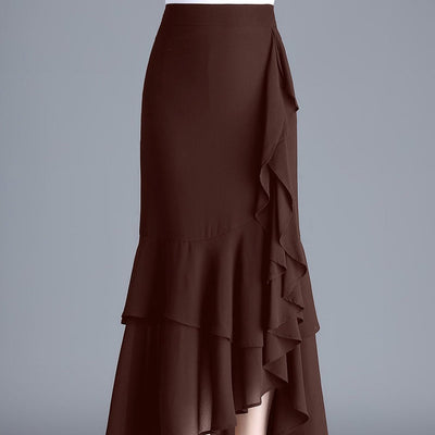 Falda midi para mujer de gasa estampado animal con volantes - Renata