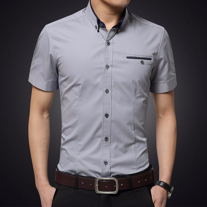 Camisa para hombre de manga corta algodón corte slim - Adrien
