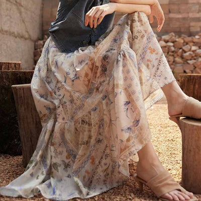 Falda larga mujer estampado floral bohemia – Mireille
