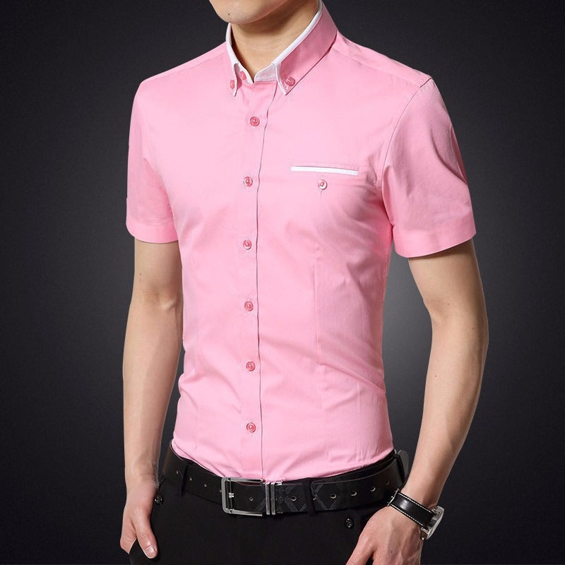 Camisa para hombre de manga corta algodón corte slim - Adrien
