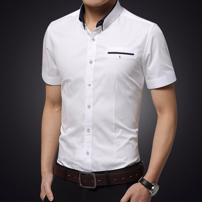 Camisa para hombre de manga corta algodón corte slim - Adrien