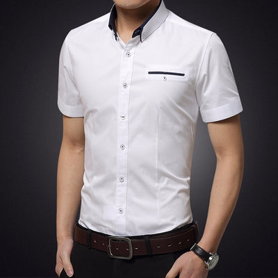Camisa para hombre de manga corta algodón corte slim - Adrien
