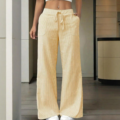 Pantalón mujer algodón a rayas estilo ancho - Bianca