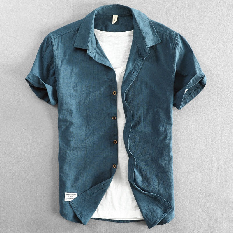 Camisa casual para hombre de lino estilo relajado de manga corta - Roberto