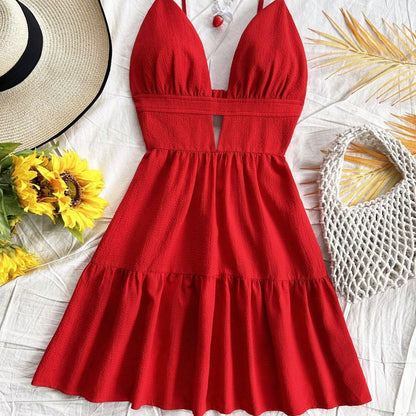 Vestido  corto mujer tirantes estilo animal print plisado - Enara