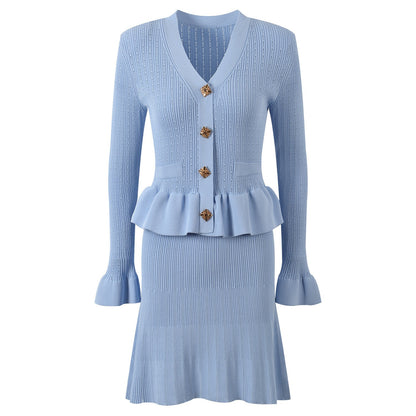 Vestido de punto con botones joya - Mireille