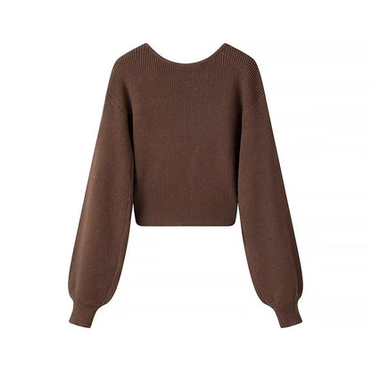 Jersey mujer punto canalé diseño cruzado estilo cropped - Alix