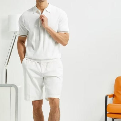 Polo para hombre de punto fino cremallera cuello estilo moderno - Marc