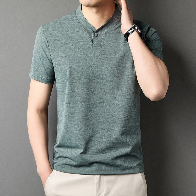 Camiseta para hombre de algodón elástico cuello mao - Adrien