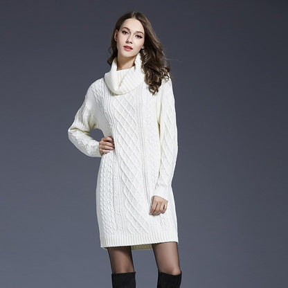 Vestido punto cuello vuelto diseño trenzado - Elvira