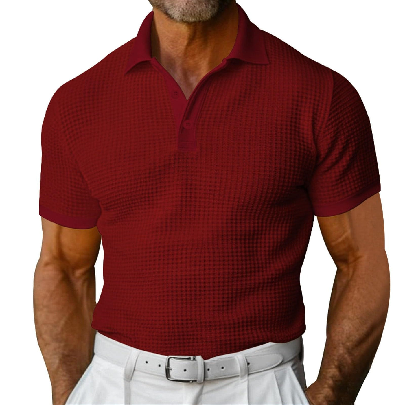 Polo para hombre tejido waffle estilo clásico - Dorian