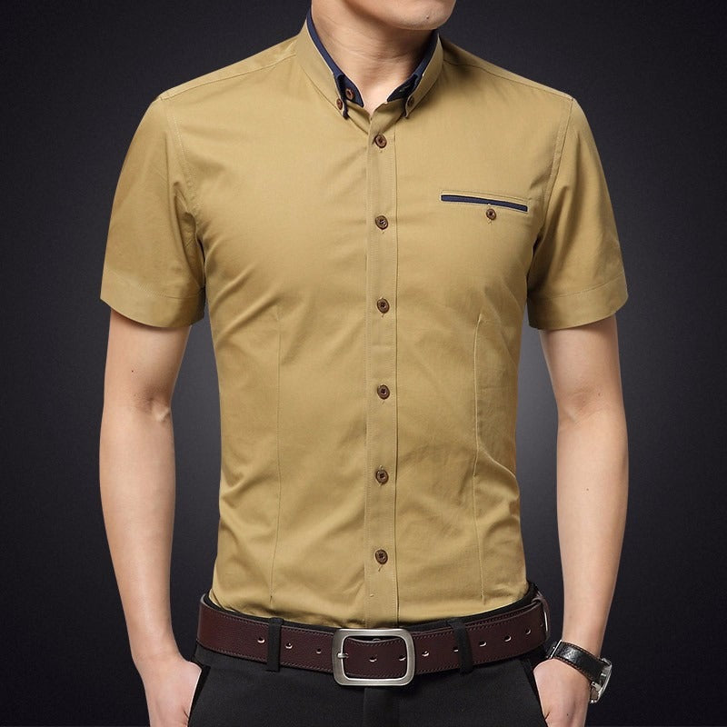 Camisa para hombre de manga corta algodón corte slim - Adrien