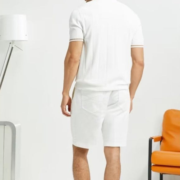 Polo para hombre de punto fino cremallera cuello estilo moderno - Marc