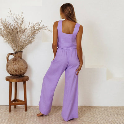 Conjunto de tirantes para mujer de lino estilo holgado - Martina