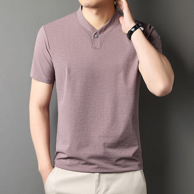 Camiseta para hombre de algodón elástico cuello mao - Adrien