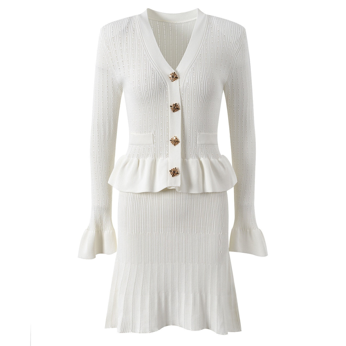 Vestido de punto con botones joya - Mireille