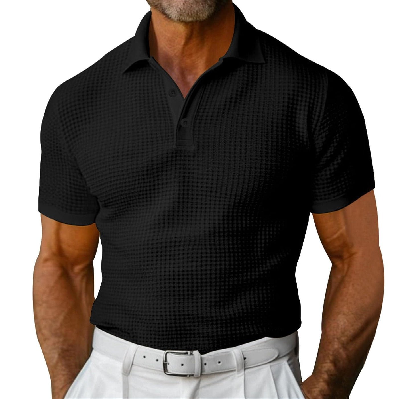 Polo para hombre tejido waffle estilo clásico - Dorian